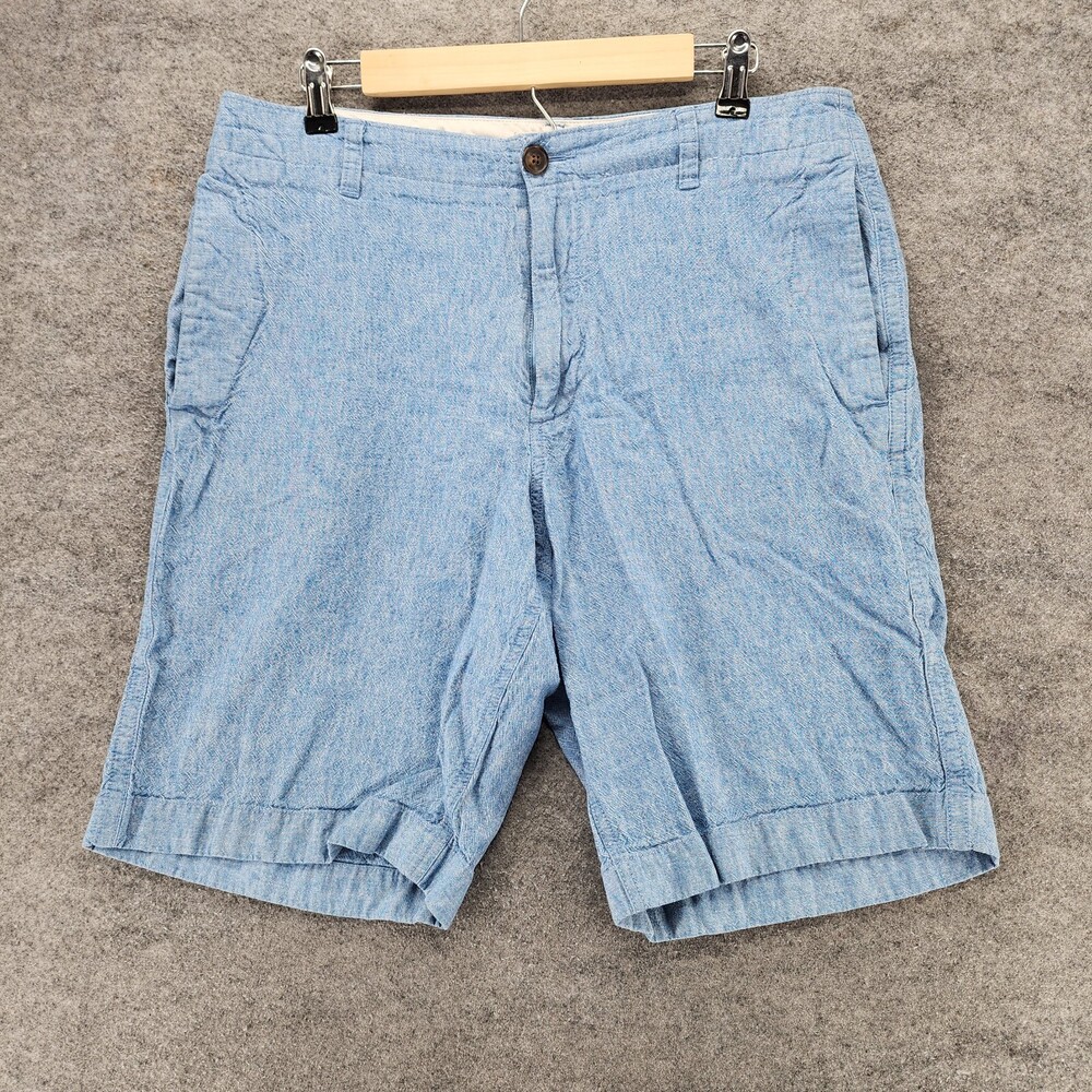 J Crew Shorts Mens 34 Blue Chino Linen Blend Mid Rise